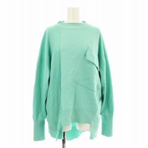 20AW ブライトハイゲージニット セーター 長袖 アシンメトリー 38 緑 グリーン 5311170115