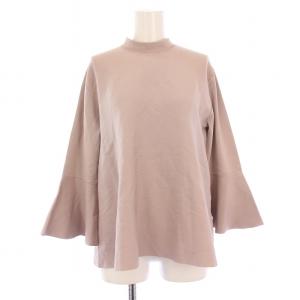 カットソー 長袖 リボン 袖フレア ストレッチ 無地 38 ピンク /BB