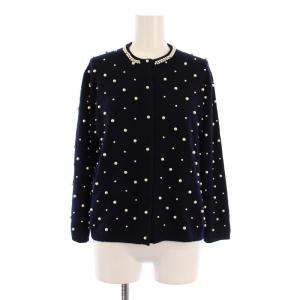 ニット カーディガン 七分袖 クルーネック パール カシミヤ F 黒 6515-199-0360 /BM