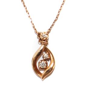 ネックレス ペンダント しずくモチーフ 雫モチーフ ダイヤモンド K10 PG ピンクゴールド /BB
