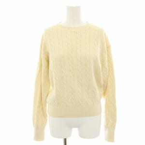 24AW コットンカシミヤケーブルニットプルオーバー セーター クルーネック 長袖 カシミヤ混 FO アイボリー