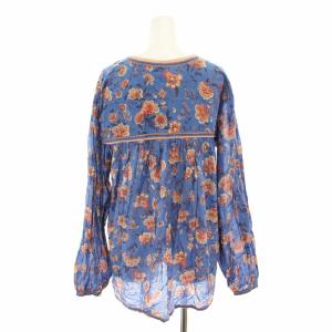 Shinzone コットンフラワープリントホーリーブラウス シャツ 長袖 花柄 リボン FO 青 ブルー ピンク 23MMSBL05