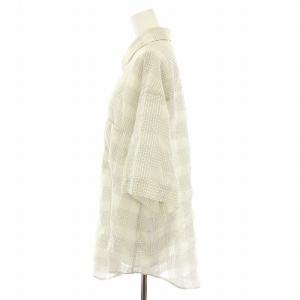 Shinzone シアーワイドシャツ ブラウス 半袖 チェック柄 FO 白 ホワイト 黒 ブラック 24MMSBL12 /YT