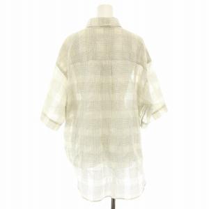 Shinzone シアーワイドシャツ ブラウス 半袖 チェック柄 FO 白 ホワイト 黒 ブラック 24MMSBL12 /YT