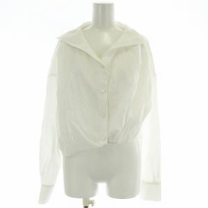 ワッシャープリーツアシンメショートセーラーシャツ ブラウス 長袖 38 白 ホワイト 3436615 /HN