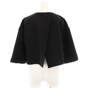 LANVIN en Bleu ドライダブルクロスショートジャケット 五分袖 38 黒 ブラック 3436208 /HN