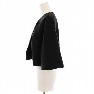 LANVIN en Bleu ドライダブルクロスショートジャケット 五分袖 38 黒 ブラック 3436208 /HN