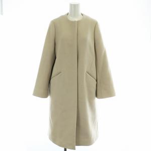 FABRICA Ｄフレアスリーブコート ノーカラーコート ウール カシミヤ混 ロング 38 アイボリー