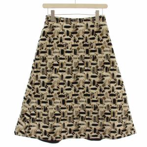 23SS スカート 102317-11-060-98-360 ひざ丈 総柄 36 白 茶 /G