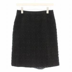 24AW ツイード スカート 102421-11-020-95-380 ひざ丈 38 黒 ブラック /G