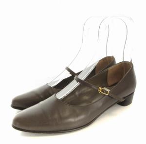 パンプス ストラップ レザー アーモンドトゥ 23.5cm グレージュ /RO D