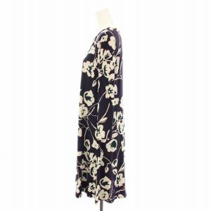 LAUREN RALPH LAUREN ワンピース ひざ丈 長袖 花柄 2 紫 パープル 白 ホワイト 250718292001 /YT