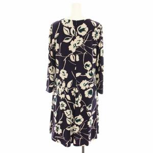 LAUREN RALPH LAUREN ワンピース ひざ丈 長袖 花柄 2 紫 パープル 白 ホワイト 250718292001 /YT