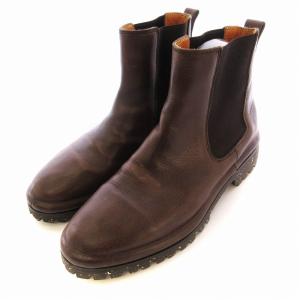 サイドゴアブーツ ショート レザー 24cm 茶 ブラウン /EE