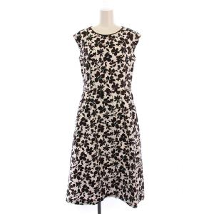 ワンピース ロング ノースリーブ 花柄 38 白 茶 25-74755-98 /BM