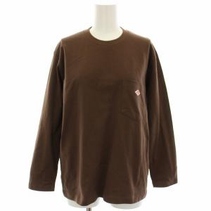 ロングスリーブクルーネックポケットTシャツ カットソー 長袖 36 茶 ブラウン JD-9077 /HN