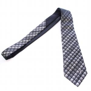 LOUIS VUITTON ネクタイ レギュラータイ ロゴ チェック柄 シルク 黒 ブラック /BB OH