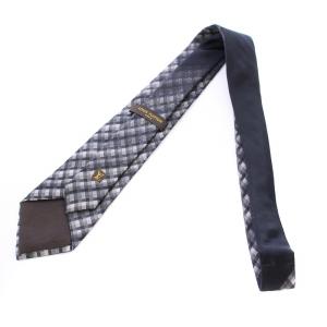 LOUIS VUITTON ネクタイ レギュラータイ ロゴ チェック柄 シルク 黒 ブラック /BB OH