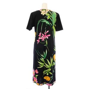 LEONARD FASHON ワンピース 花柄 L ブラック マルチカラー