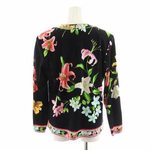 LEONARD FASHON カットソー 長袖 花柄 L マルチカラー ピンク 青 ブルー 緑 グリーン 黒 ブラック