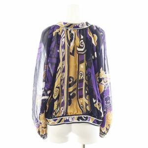 LEONARD シャツ ブラウス 長袖 総柄 シルク 絹 42 ベージュ 紫 パープル /AN32