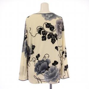 LEONARD カットソー 花柄 シルク 44 アイボリー グレー