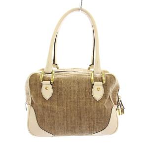 J&M DAVIDSON MINI MIA ミニミア ハンドバッグ キャンバス レザー ベージュ 白 /YM