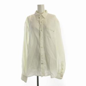 REGULAR FIT シャツ ブラウス チュニック 麻 リネン 長袖 L 白 ホワイト /RO