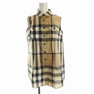 BURBERRY BLUE LABEL 伸縮性 チェック 半袖シャツ チュニック