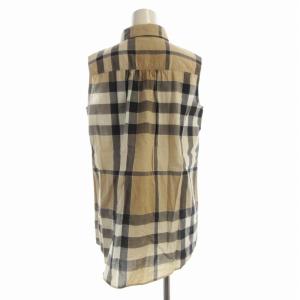 BURBERRY LONDON シャツ ブラウス ノースリーブ チェック 38 ベージュ  グレー B1M44-390-40 /RO