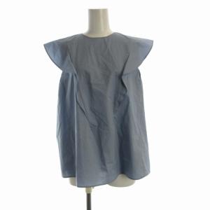 22SS プロセスドコットン フリルスリーブブラウス ノースリーブ 36 ライトブルー 11-01-21-01704