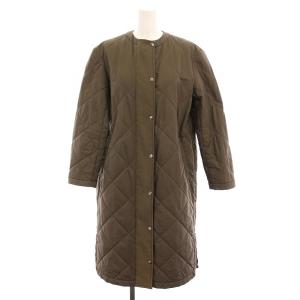 キルティングコート 中綿 ロング アウター 小さいサイズ 32 カーキ /YM
