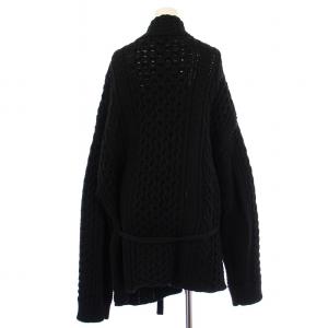 AURALEE ニットカーディガン 厚手 前開きトッパー 長袖 Vネック ベルト F 黒 ブラック /BB