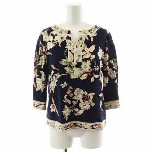 fashion カットソー 7分袖 花柄 38