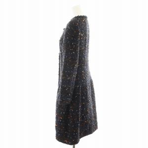 René MALHIA KENT ノーカラーコート ツイード 34 ブラック 6133150