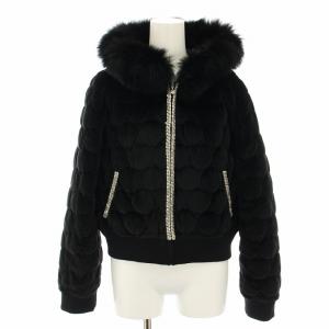 ダウンジャケット キルティングジャケット アウター ベロア フォックスファー ジップアップ フード 40