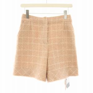 ショートパンツ キュロット チェック柄 モヘヤ混 タグ付き 34 ピンク 白 ホワイト 6945090