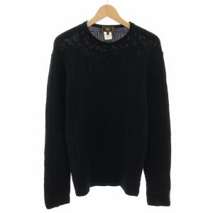 ニット セーター クルーネック 長袖 ズッカ柄 46 黒 ブラック /YT
