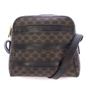 ヴィンテージ マカダム ショルダーバッグ トリオンフ柄 ロゴ バイカラー PVC 黒 ブラック 茶 ブラウン