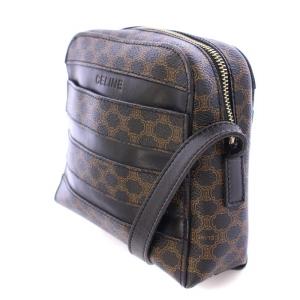 CELINE ヴィンテージ マカダム ショルダーバッグ トリオンフ柄 ロゴ バイカラー PVC 黒 ブラック 茶 ブラウン