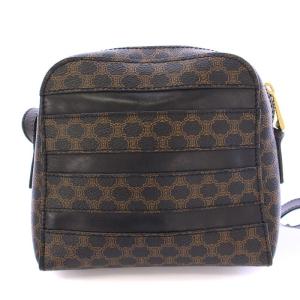 CELINE ヴィンテージ マカダム ショルダーバッグ トリオンフ柄 ロゴ バイカラー PVC 黒 ブラック 茶 ブラウン