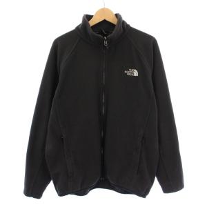 フリースジャケット スタンドカラー アウター ジップアップ ロゴ 刺繍 ストレッチ 黒 ブラック /BB