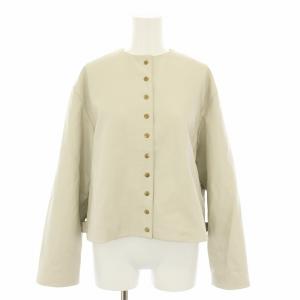 23SS フェイクレザー金釦ノーカラージャケット アウター 0 ライトベージュ 09WFJ231172