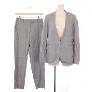 20SS セットアップ 上下 シルキーピンヘッド ノーカラージャケット 背抜き シングル スラックスパンツ