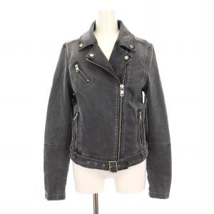 KERBIZ デニムライダースジャケット ダブル ジップアップ アウター XS グレー /YM