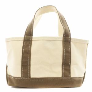 L.L.BEAN トートバッグ ハンドバッグ キャンバス 白 ホワイト 茶 ブラウン /AN2