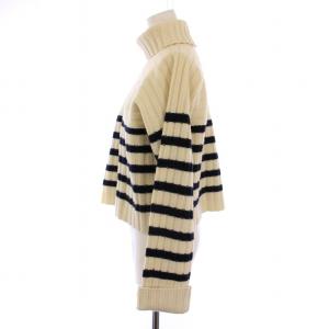 MACPHEE 23AW ラムカシミヤリブ タートルネックプルオーバー ニット セーター 長袖 S 白 黒 12023402670