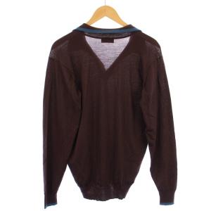 TOMORROWLAND JOHN SMEDLEY ニット セーター 長袖 スキッパー 無地 薄手 ウール S 茶 ブラウン /BB