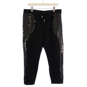 ジョガーパンツ イージー ウエストゴム ストレッチ スパンコール 装飾 切替 L 黒 ブラック /BB