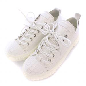 GIUSEPPE ZANOTTI ローカットスニーカー シューズ 厚底 レザー クロコ型押し 41 白 ホワイト /BB
